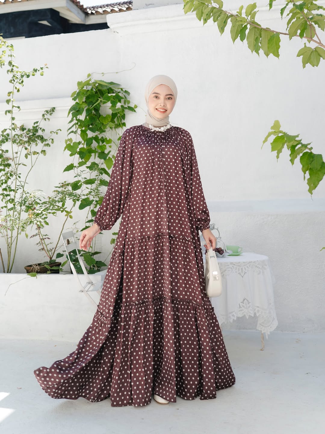 Nouf Dress in Rich Brown