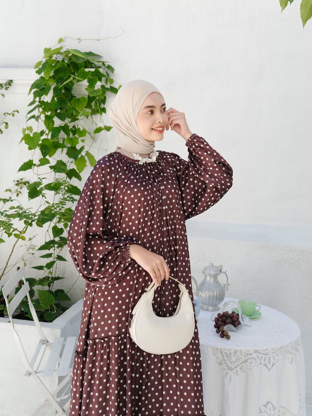 Nouf Dress in Rich Brown