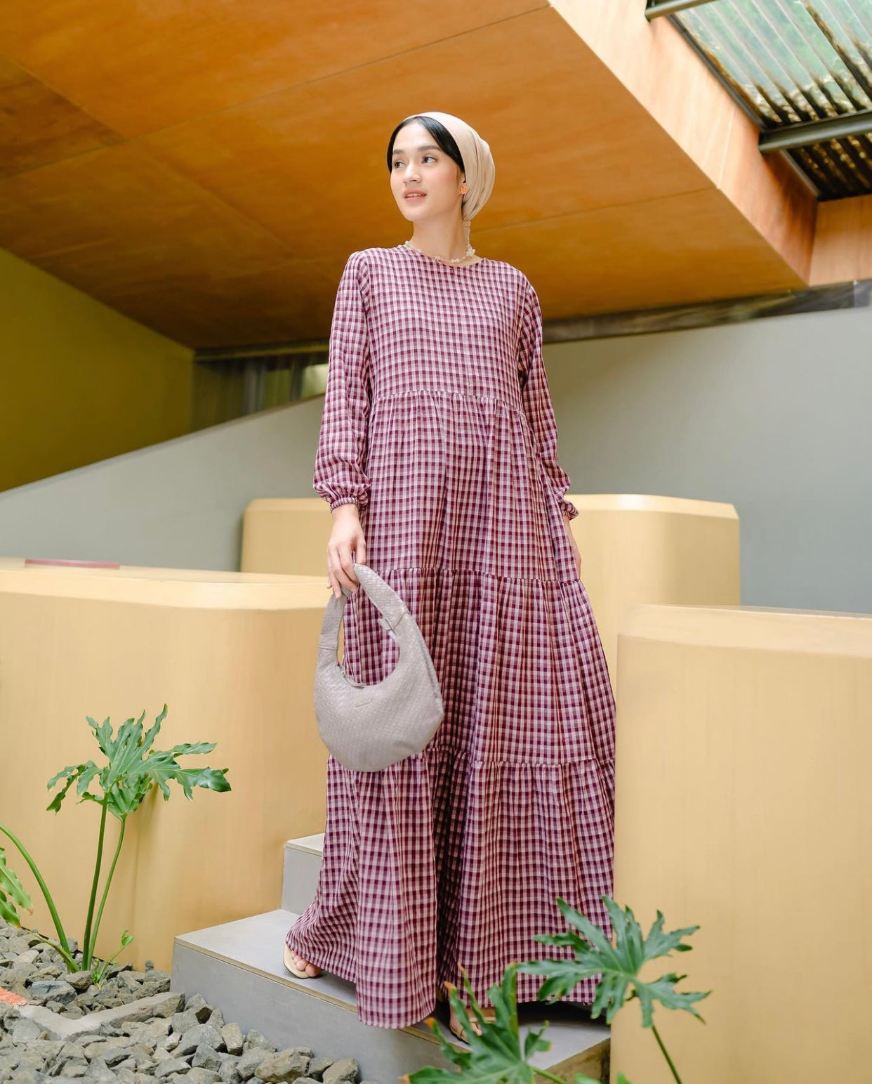 Aurel Dress in Maroon